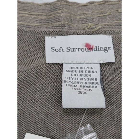 NEW Soft Sorroundings Taupe Bamboo Silk Knit Cardigan Sweater Bronze Accent 3X - Picture 2 of 7